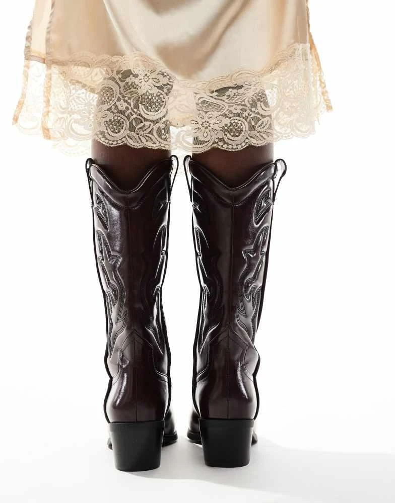 Stradivarius Stradivarius western boot in burgundy 2