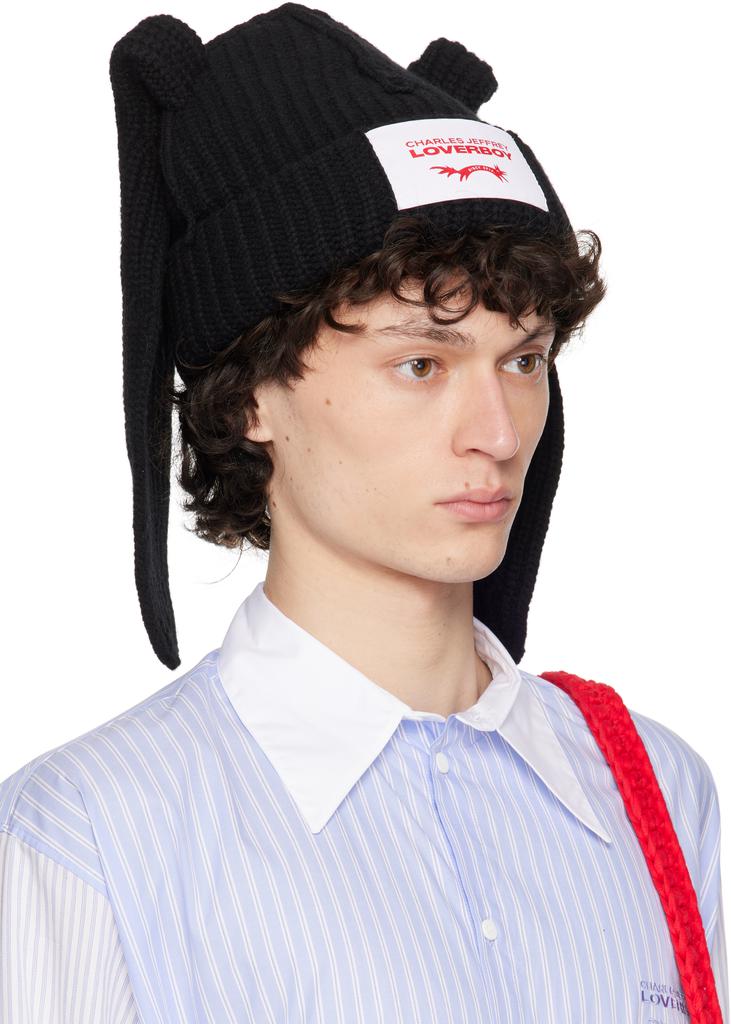 Charles Jeffrey Loverboy Black Chunky Rabbit Beanie