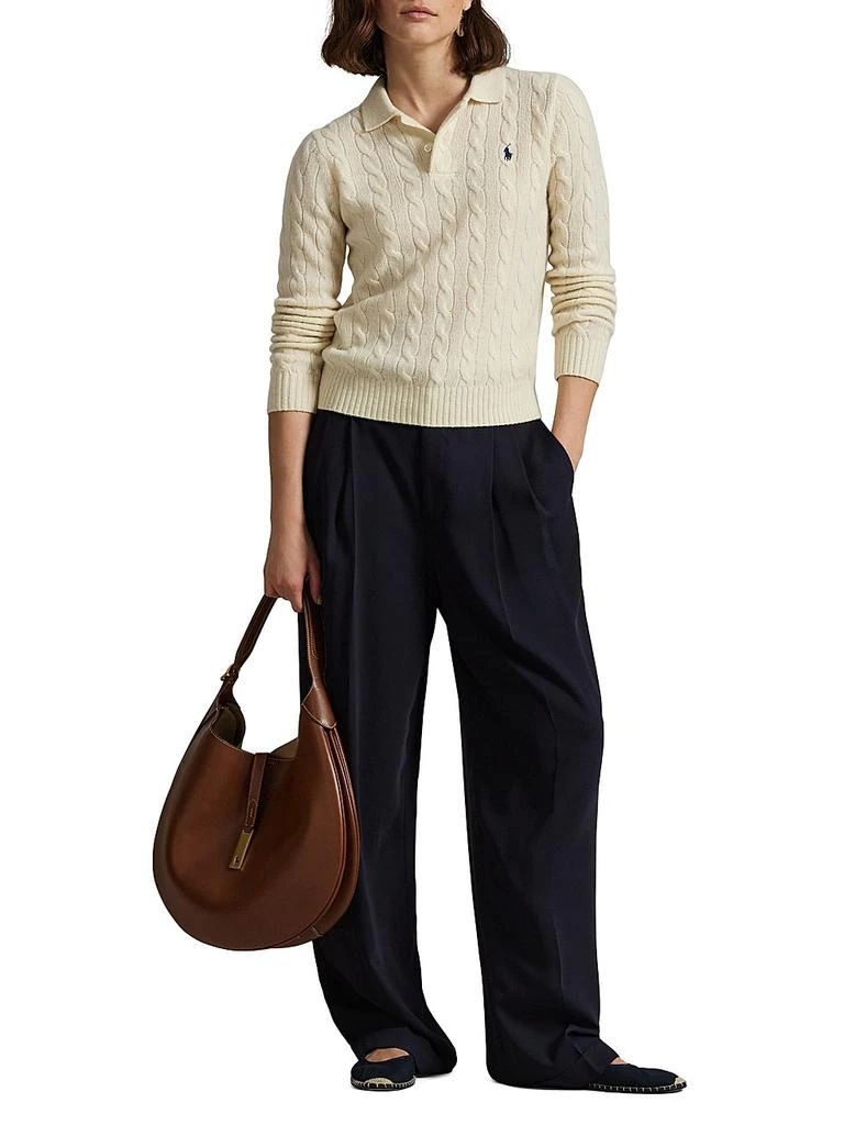 Ralph Lauren Cable-Knit Wool-Cashmere Polo Sweater 2