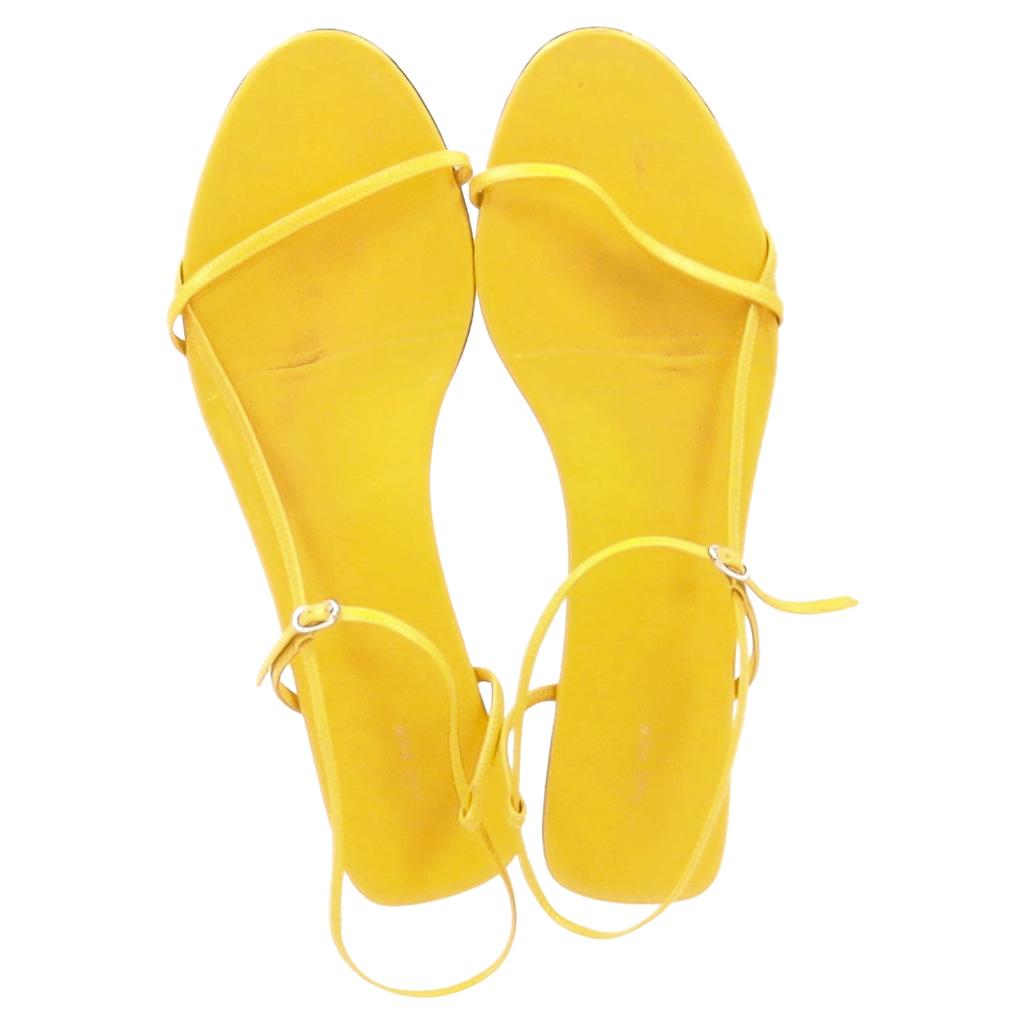 The Row Slingback Flat Sandals in Yellow Leather