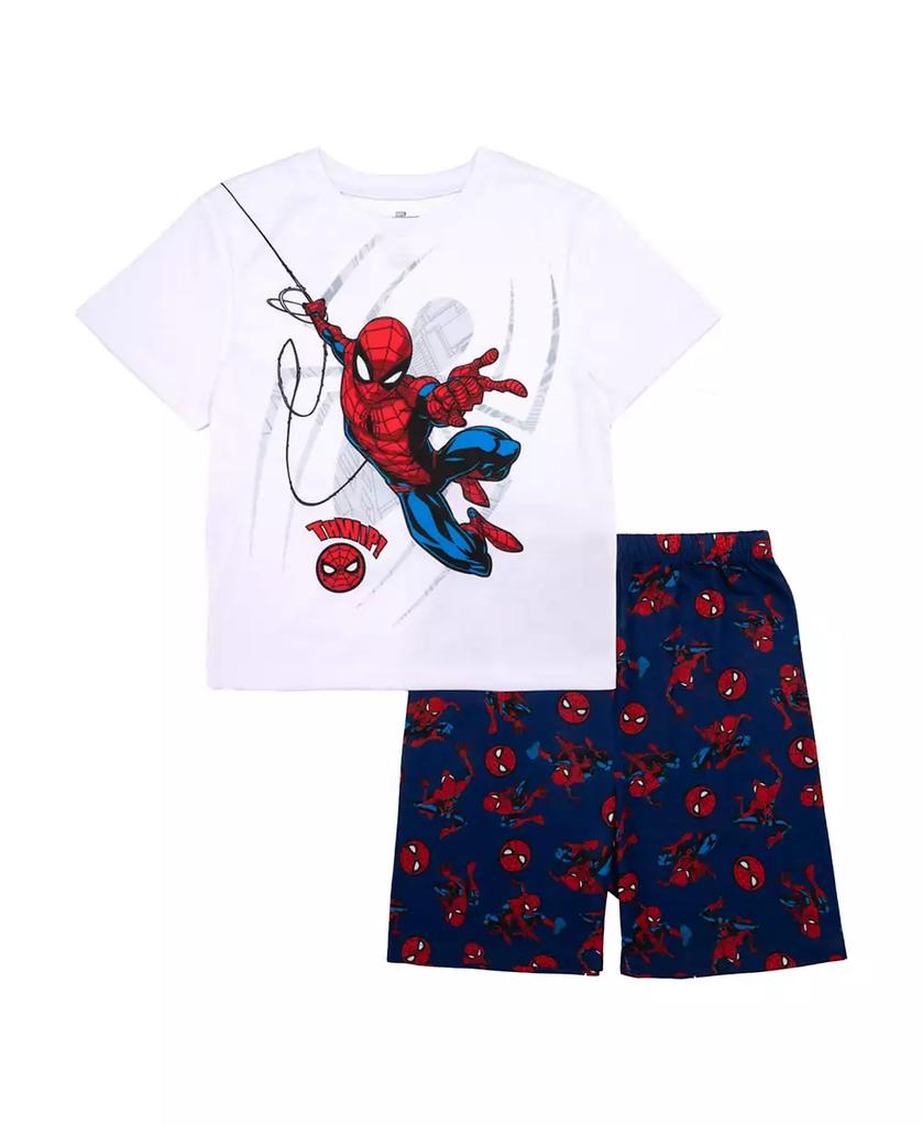 Spider-Man Little and Big Boys Short Sleeve Tee and Short, 2-Piece Pajama Set