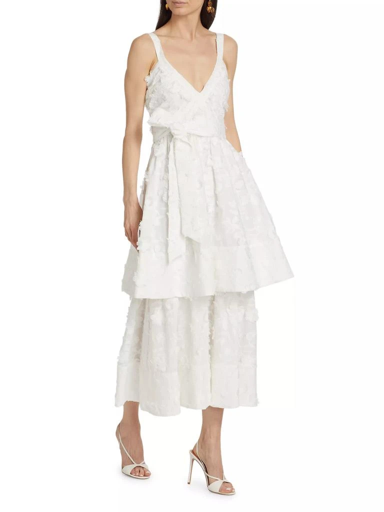 FIGUE Monet Cotton Floral Appliqué Midi-Dress 2
