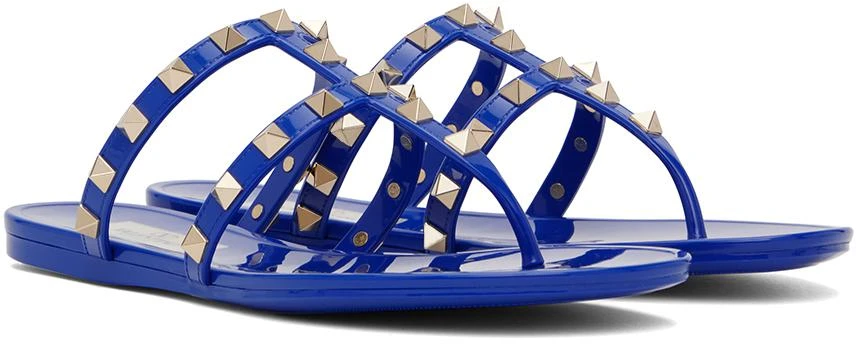 Valentino Blue Rockstud Rubber Flat Sandals 4