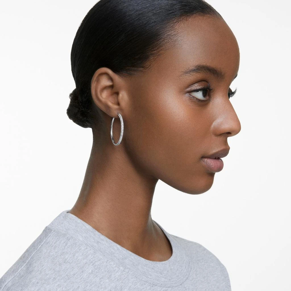 Swarovski Stone hoop earrings pave large white rhodium plated 2
