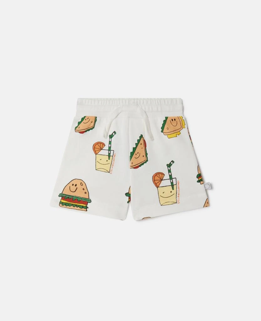 Stella McCartney Stella McCartney - Silly Sandwich Print Drawstring Shorts, Woman, White Multicolour, Size: 12m 1