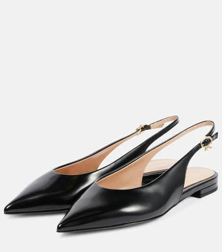 Gianvito Rossi Robbie Sling 05 leather slingback flats 4