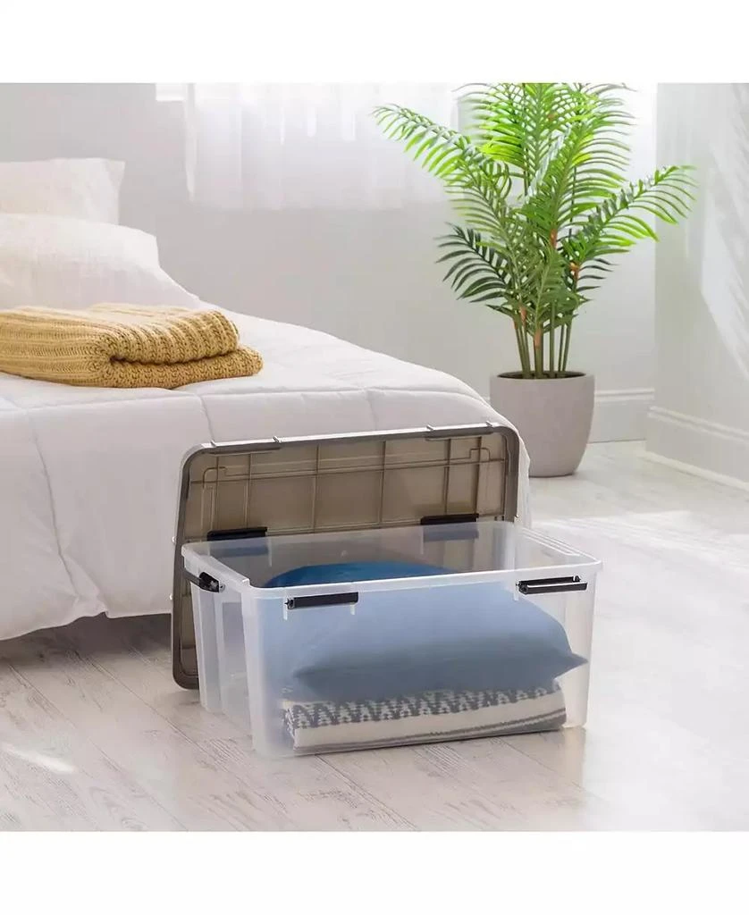 IRIS USA 60 Qt Storage Bins with Gasket Seal Lid, Clear/Chrome, 3Pk 2