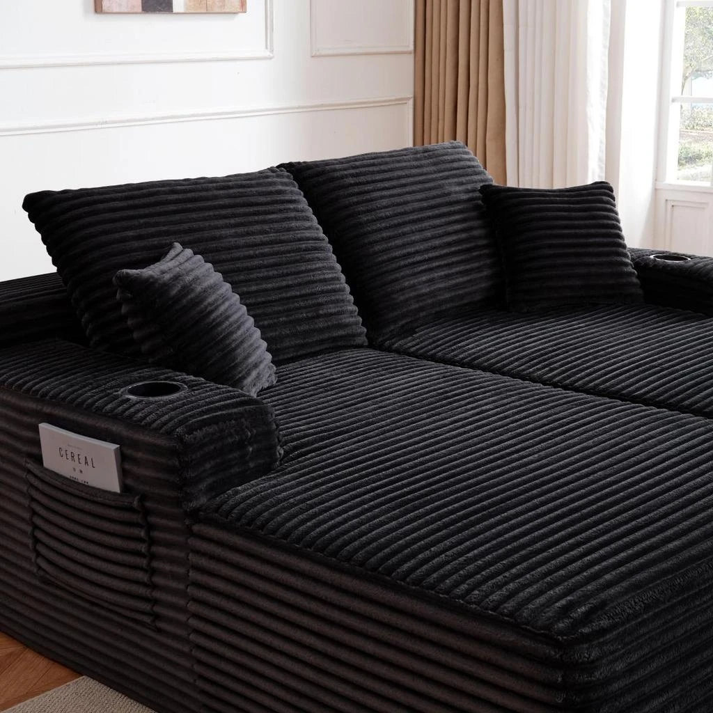 Streamdale Furniture Streamdale 69" Cloud Sectional Couch, L-Shape Chaise with Deep Seat, Black 4