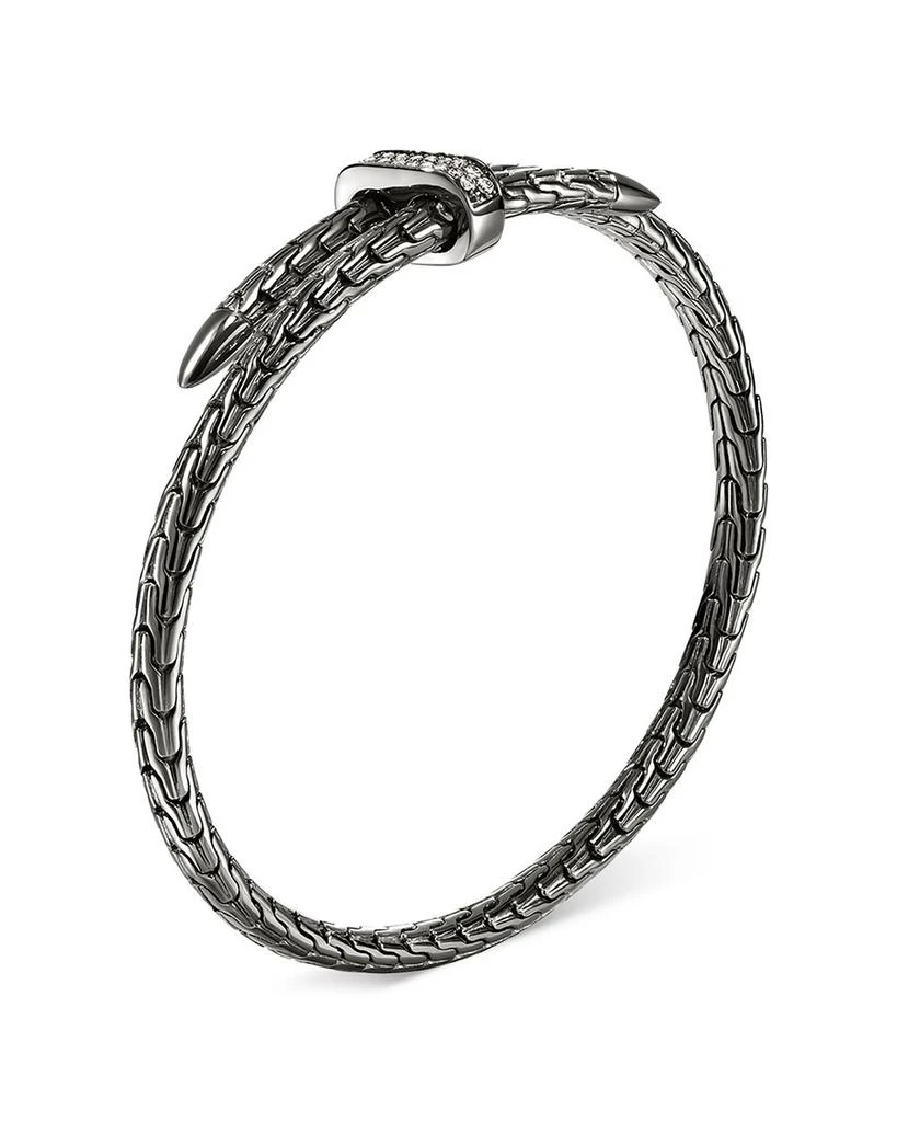 John Hardy Sterling Silver Spear Diamond Pavé Flex Bypass Cuff Bracelet 4