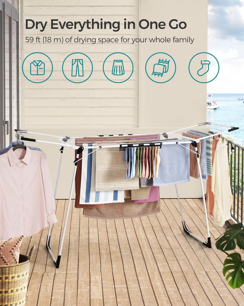 BreeBe Foldable Clothes Drying Rack White