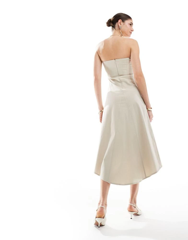 ASOS ASOS DESIGN bengaline bandeau knee length dress in pebble 3