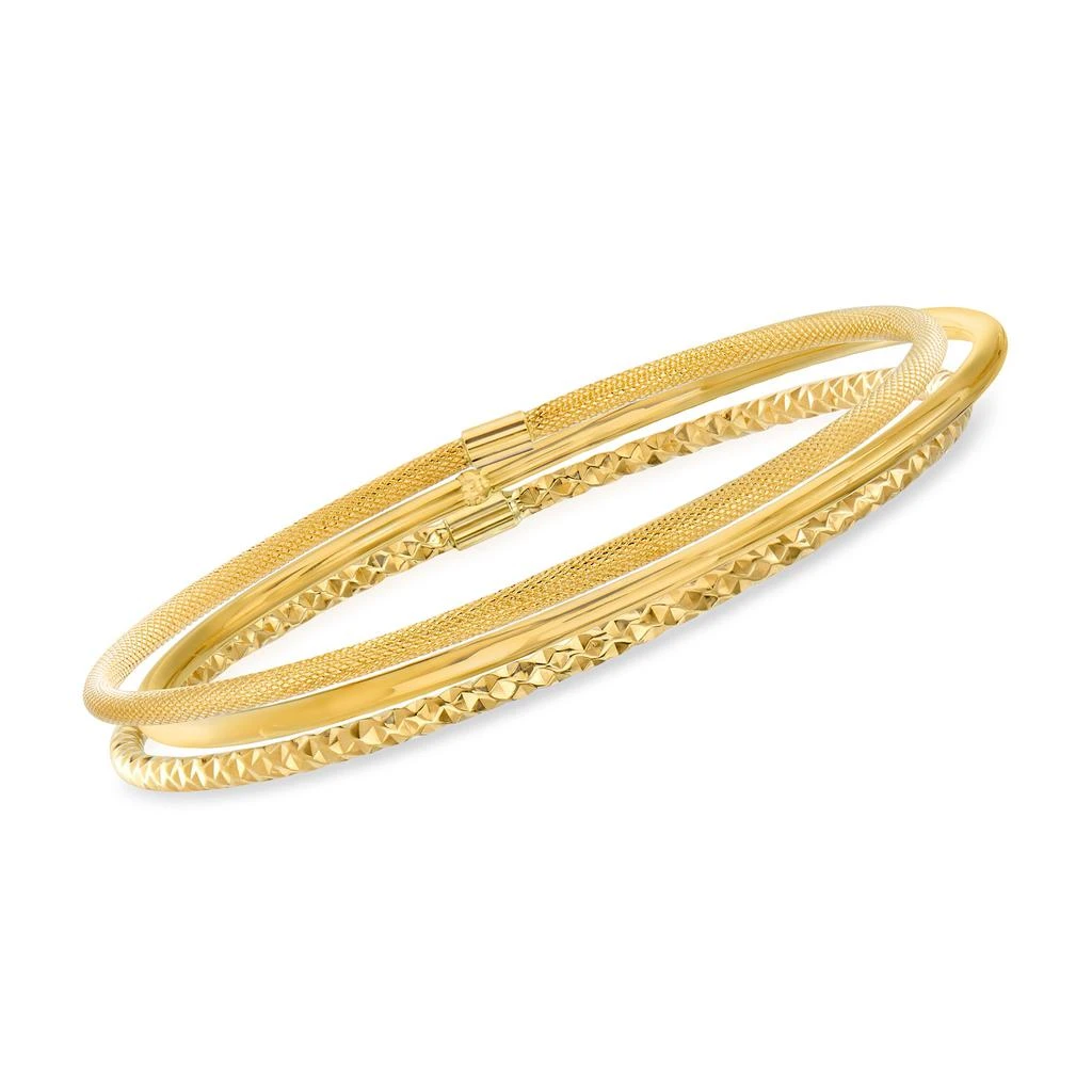Ross-Simons Ross-Simons Italian 14kt Yellow Gold Multi-Finish Jewelry Set: 3 Bangle Bracelets 1