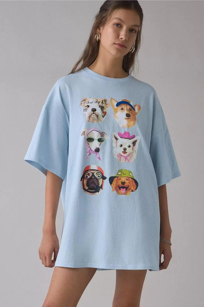 Urban Outfitters Dog Collage Graphic Oversized T-Shirt Dress