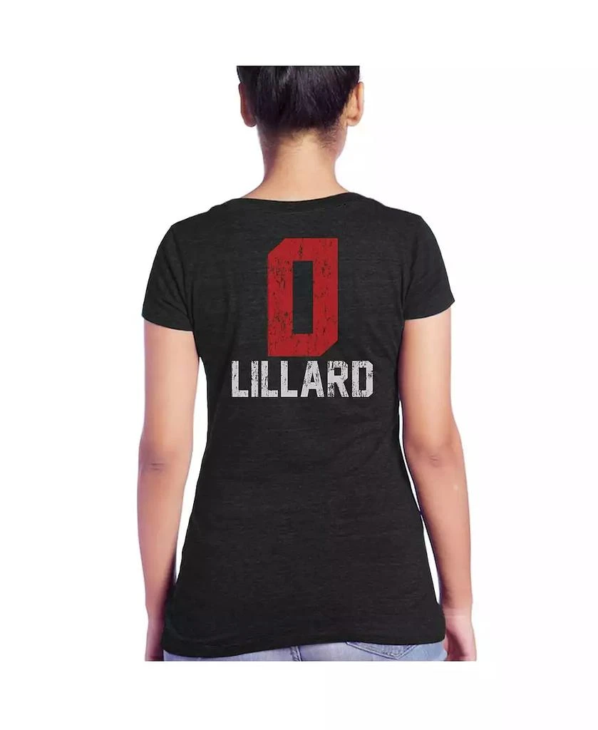 Majestic Women's Threads Damian Lillard Black Portland Trail Blazers Name & Number Tri-Blend V-Neck T-shirt 4