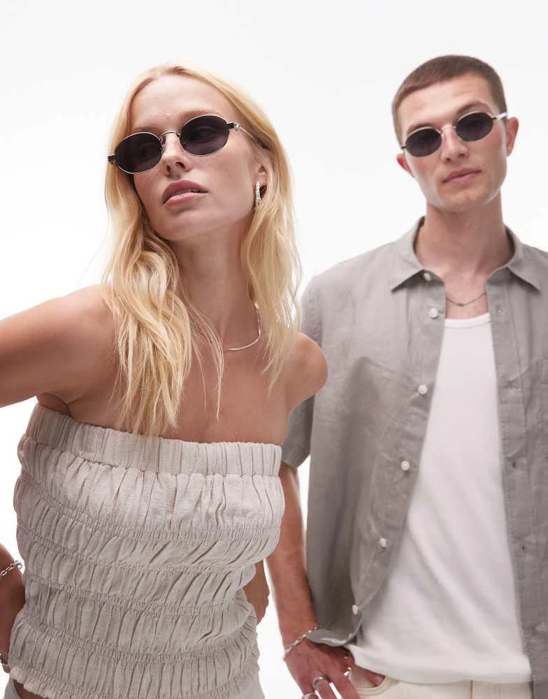 Le Specs Le Specs poseidon deux round metal sunglasses in silver and black 3