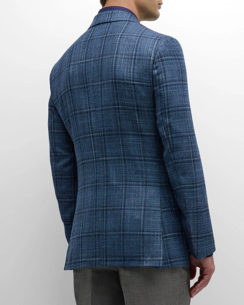 Isaia Men's Blue Windowpane Check Sports Jacket 3