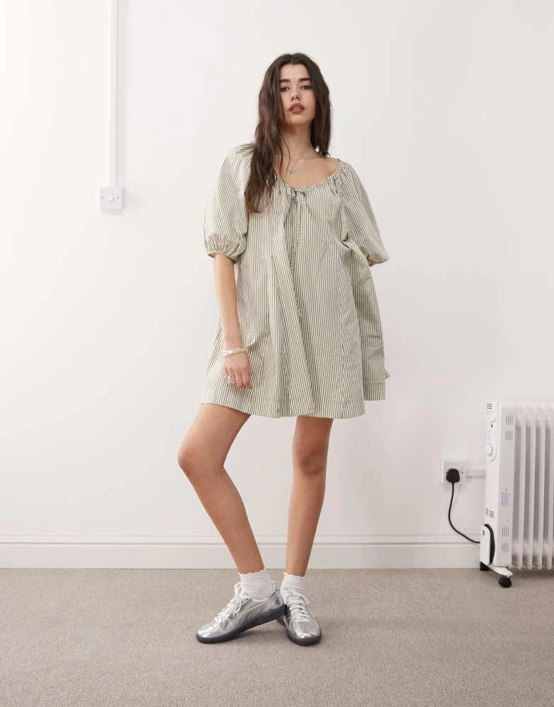 Shop COLLUSION smock dress in green stripe on Sale at BeyondStyle  Get 11%  Off COLLUSION smock dress in green stripe with Limited-Time Flash Deals,  Exclusive Discounts, and Special Offers. Enjoy Unbeatable