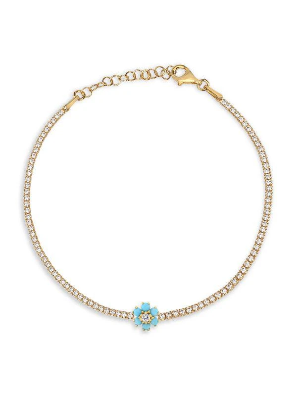 Gabi Rielle Color Forward 14K Yellow Gold Vermeil & Turquiose Crystal Tennis Bracelet 1