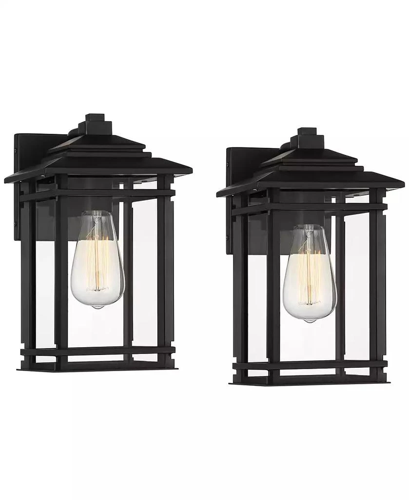 John Timberland North House Mission Outdoor Wall Light Fixtures Set of 2 Matte 12 inches Clear Glass for Post Exterior Barn Deck House Porch