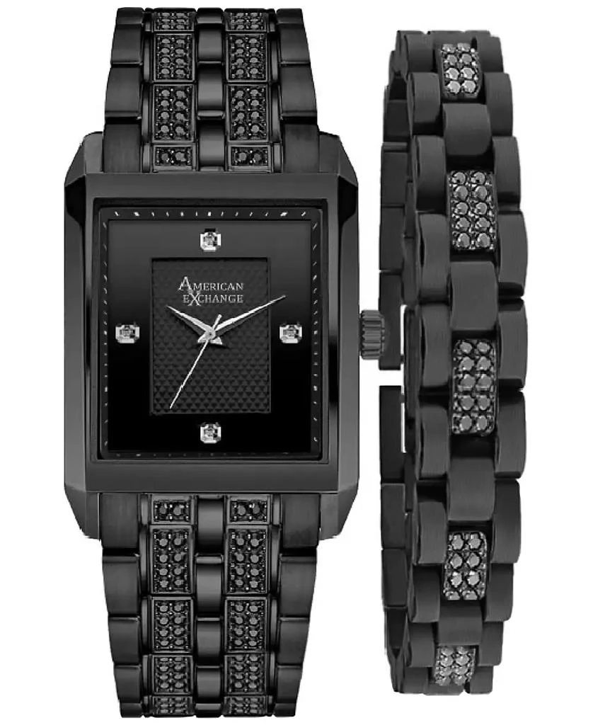 American Exchange Men's Crystal Bracelet Watch 33mm Gift Set 1