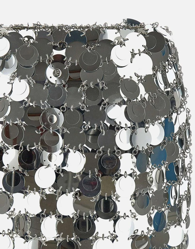 RABANNE Shimmering silver discs and light-reflecting metal rings mini skirt 5