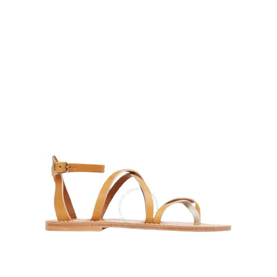 K. Jacques Ladies Brown Epicure Flat Leather Sandals