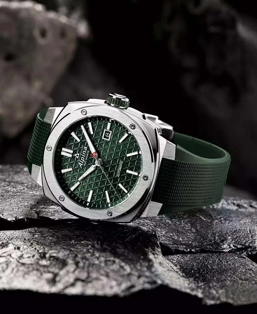 Alpina Men's Swiss Automatic Alpiner Green Rubber Strap Watch 41mm 7