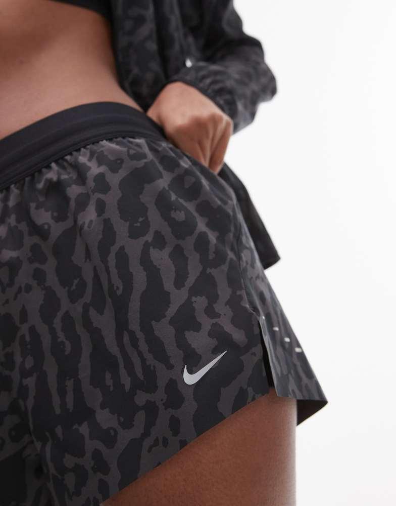 Shop Nike Running Swift Dri-FIT Leopard Print 3inch 2 in 1 shorts
