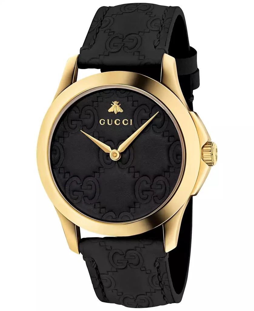 Gucci Men's G-Timeless Black Leather Strap Watch 38mm 1