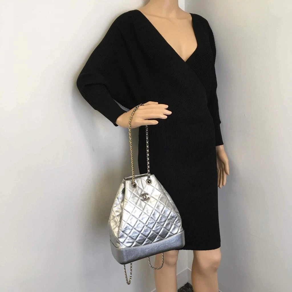 Chanel Chanel Silver Leather Gabrielle Backpacks 5