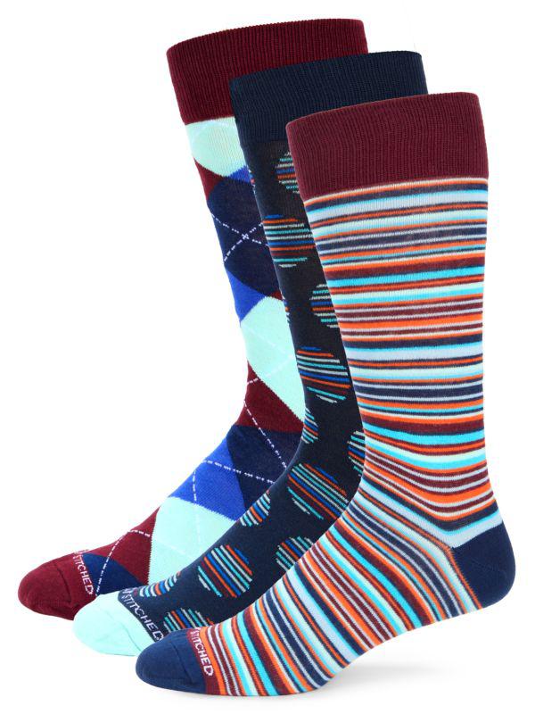 Unsimply Stitched 3-Pack Pattern Cuff Socks