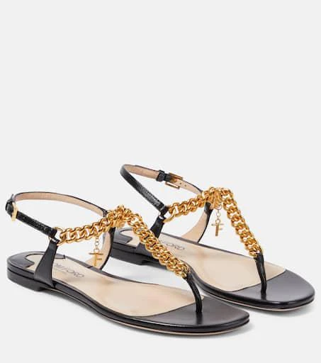 Tom Ford Zenith embellished leather thong sandals 1