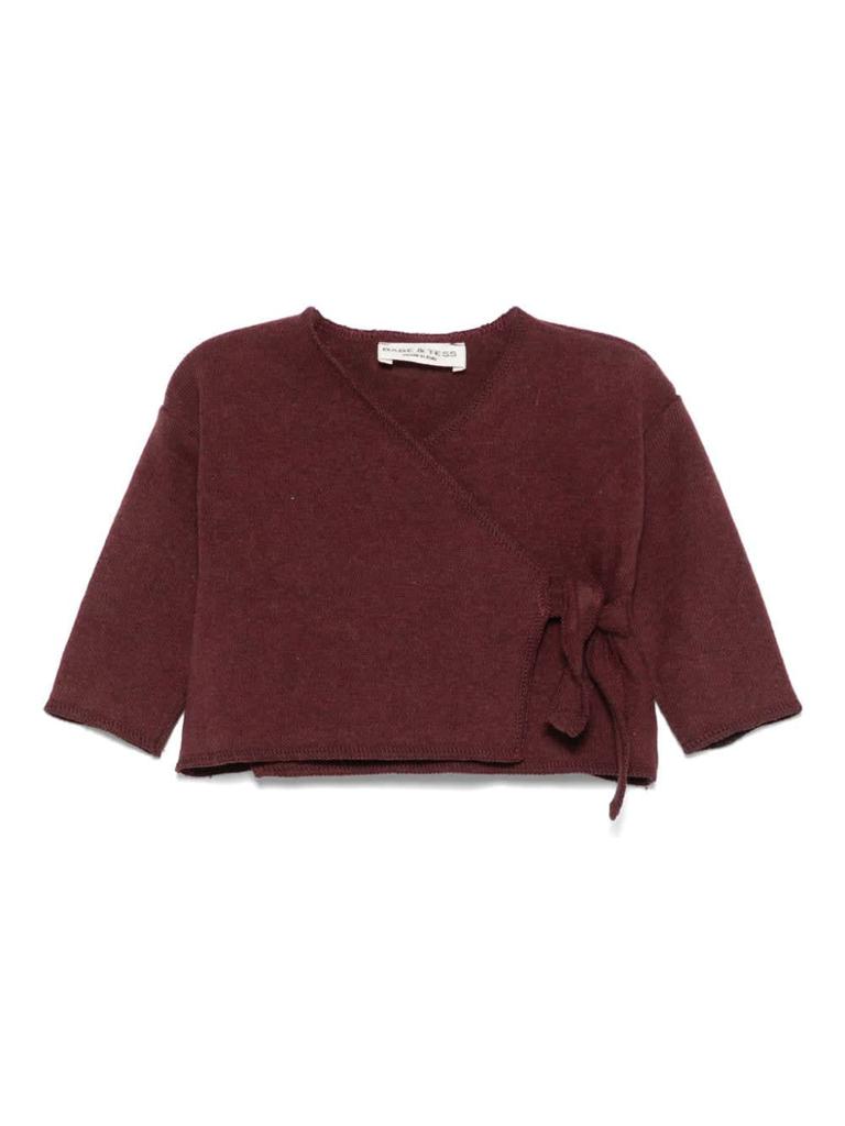 BABE & TESS Burgundy Cardigan Baby Girl
