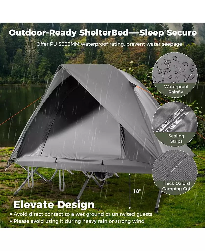 Mecale 2-Person Foldable Camping Cot Tent Combo, Off-Ground Sleeping Shelter for Adults 6