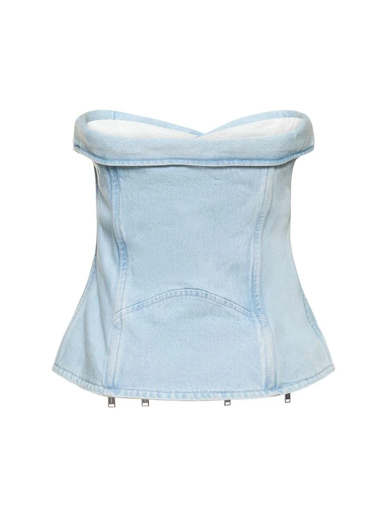 DION LEE Strapless Cotton Denim Zip Corset 4