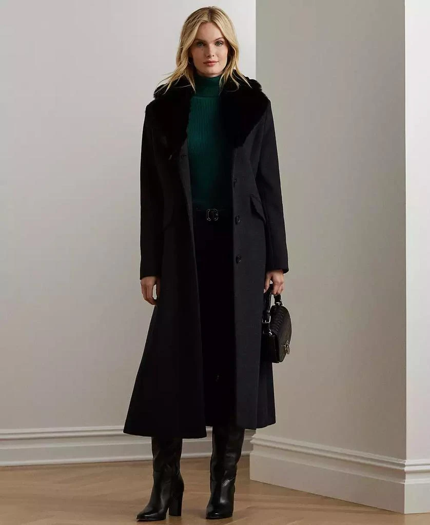 Ralph Lauren Women's Single-Breasted Faux-Fur-Collar Coat 1