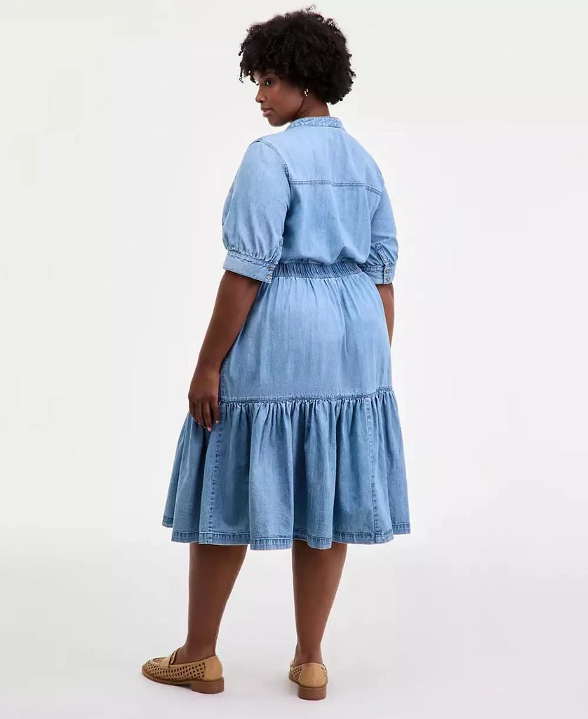 Trendy Plus Cotton Button-Front Tiered Midi Dress, Macy's Exclusive  On  Sale Now with Up to 31% Off | Discover Exclusive Deals & Savings at  BeyondStyle  Authentic On 34th dress|women's fashion|dresses