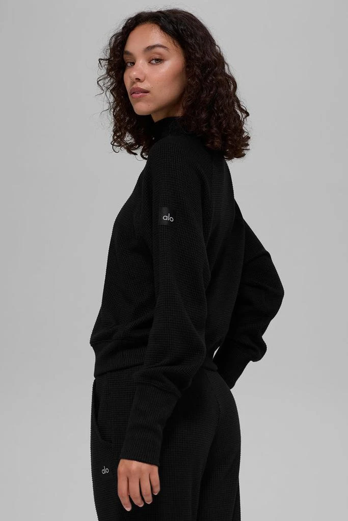 Alo Waffle Weekend Escape Mock Neck Long Sleeve - Black 4
