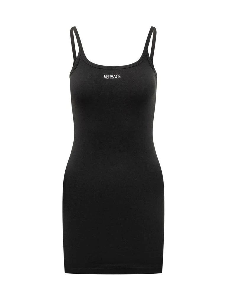 versace mini dress Versace Logo Sleeveless Mini Dress Black