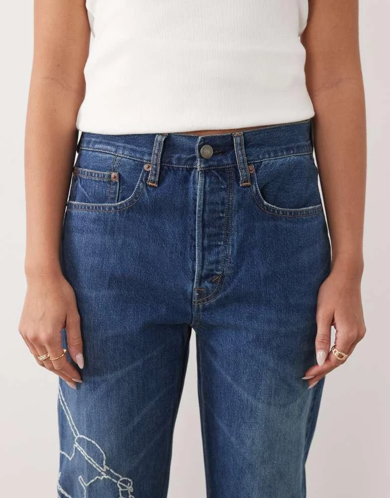 Ralph Lauren Polo Ralph Lauren straight leg jeans with embroidery in mid blue 5