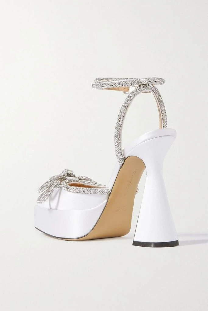 MACH & MACH Double Bow crystal-embellished satin platform pumps 3