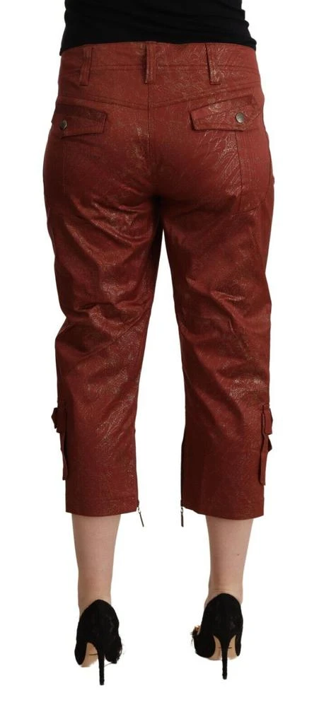 Just Cavalli Just Cavalli Brown Lurex Mid Waist Cotton Cropped Capri Pants 3