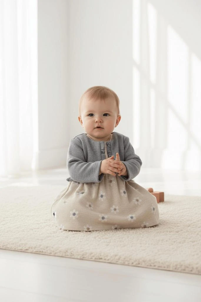 Mayoral Mayoral - Baby Girl Floral Knit Faux Cardigan Dress