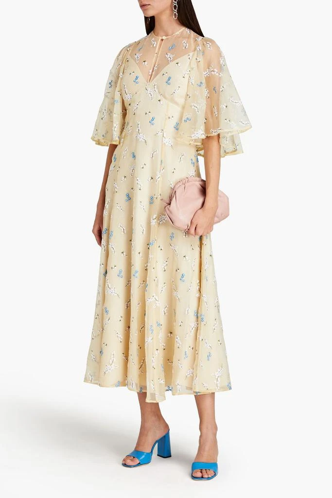 Erdem Alice cape-effect embroidered organza midi dress 2