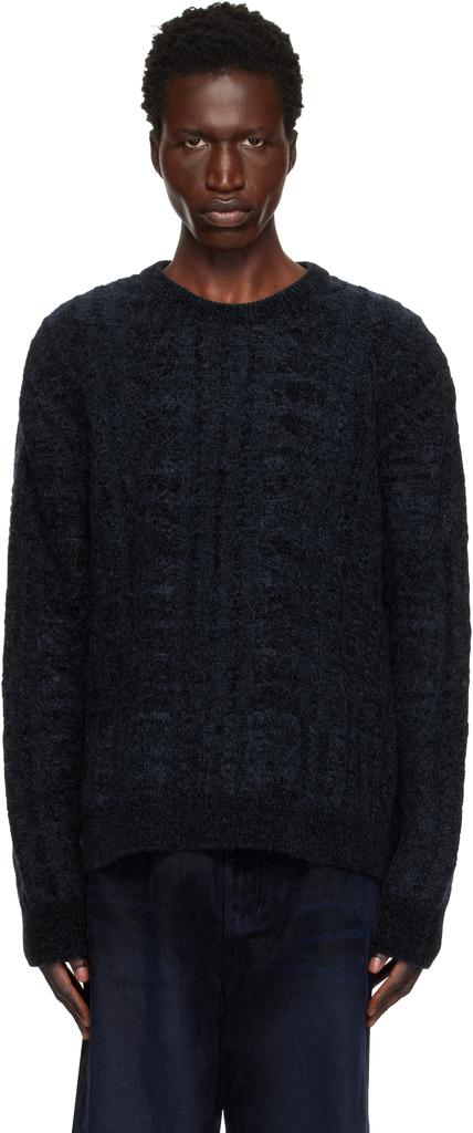 Wooyoungmi Navy Cable Sweater