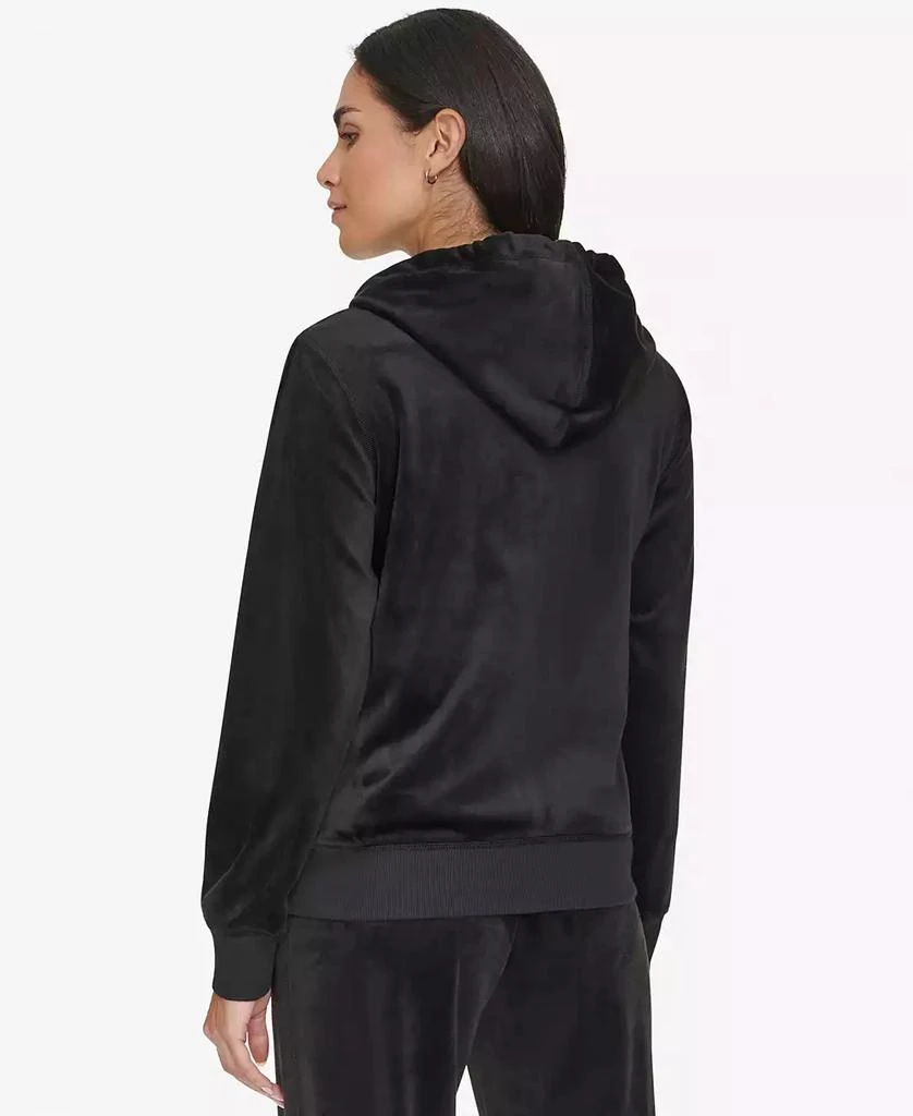 Calvin Klein Women's Metallic Logo Velour Zip-Front Hoodie 2