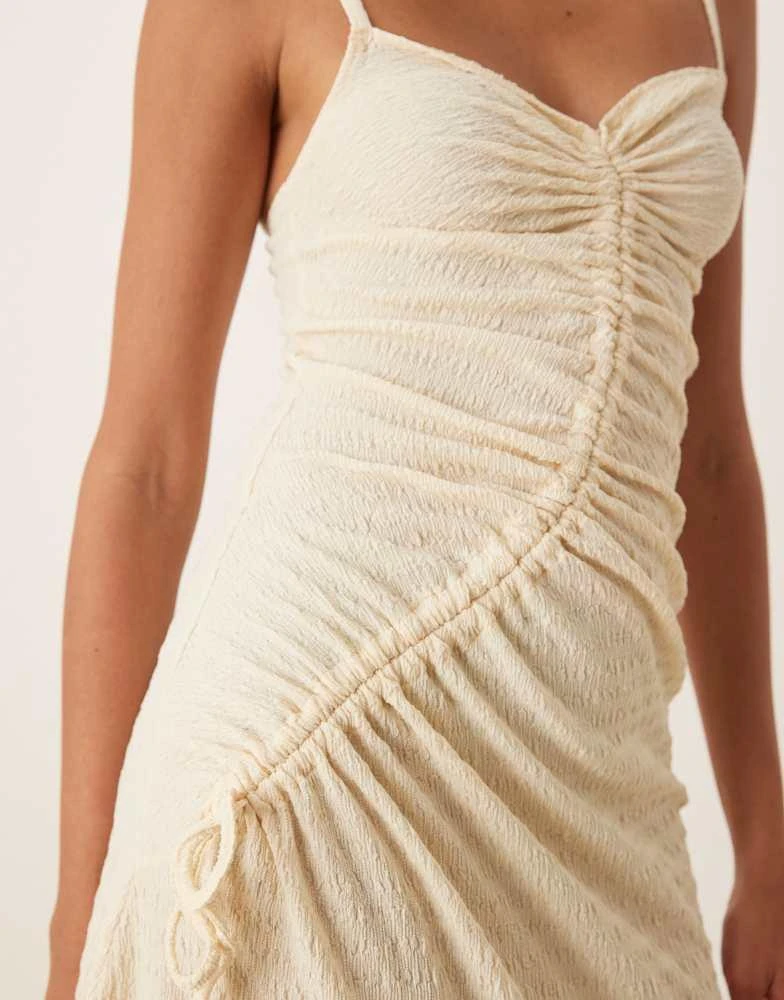 ASOS DESIGN textured cami drawstring ruched front midi dress in cream  On  Sale Now with Up to 75% Off | Discover Exclusive Deals & Savings at  BeyondStyle  Authentic ASOS Home|women