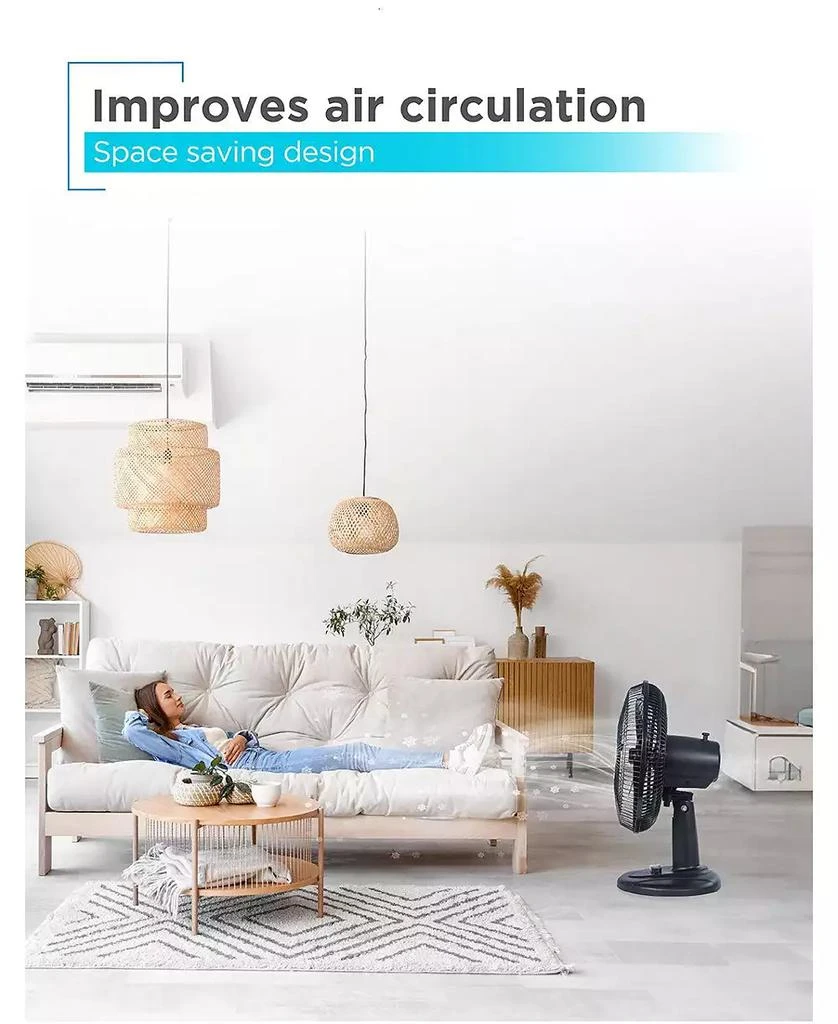 Black & Decker BLACK+DECKER Desk Fan for Home and Office, 12” Fan with 3 Speed Settings, Oscillating Portable Fan, Black 6