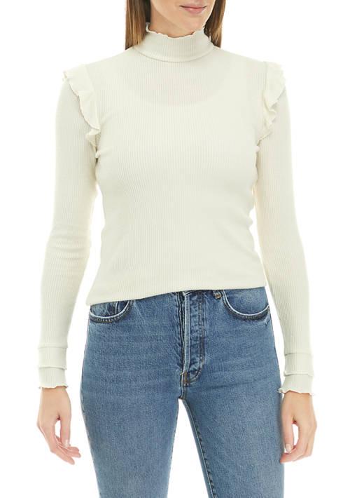 American Rag Rag Womens Long Sleeve Lettuce Edge Top