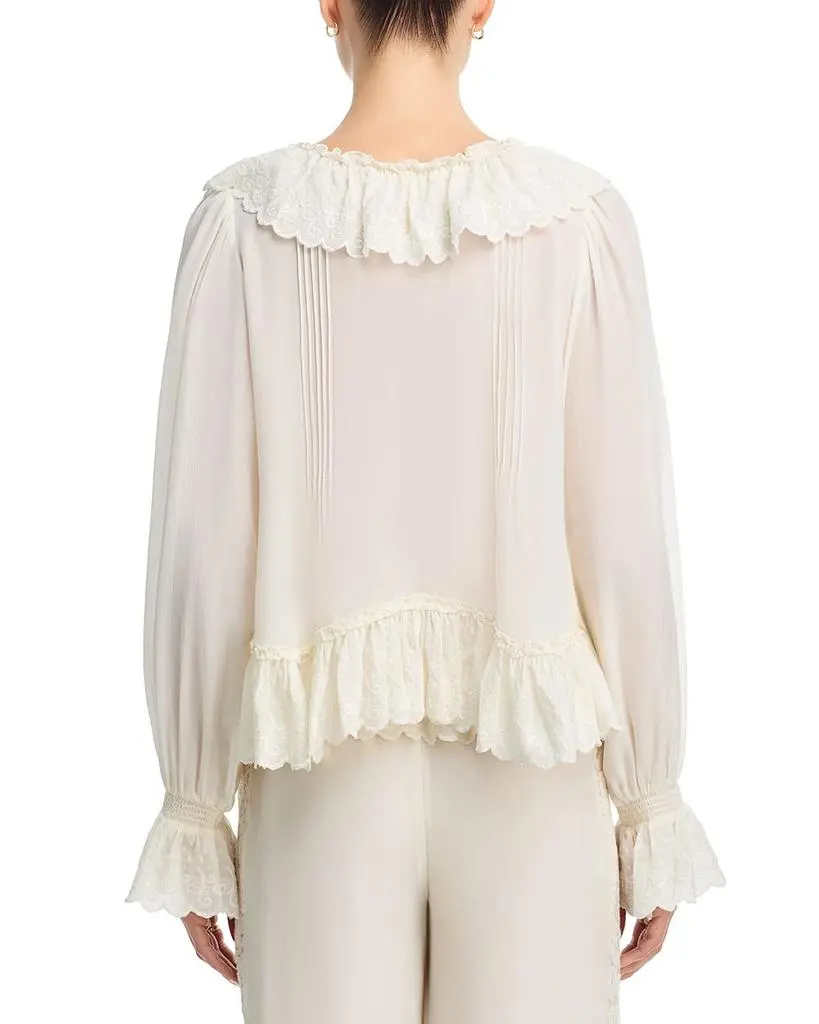 LOVESHACKFANCY Avee Silk Ruffled Blouse 3